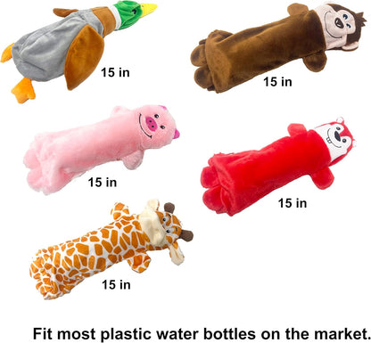 Jalousie 5 Pack Stuffingless Dog Squeaky Toys Dog Toy w/Durable Liner No Stuffing Dog Toy - Dog Toys Crinkle Paper Squeaker Toy for Medium Large Dogs (5 Pack - w/Bottle Insert Pouch)