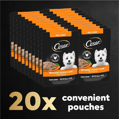 Cesar Filets in Gravy Wet Dog Food Rotisserie Chicken Flavor, 1.76 oz. Mini-Pouch (20 Count, Pack of 1)