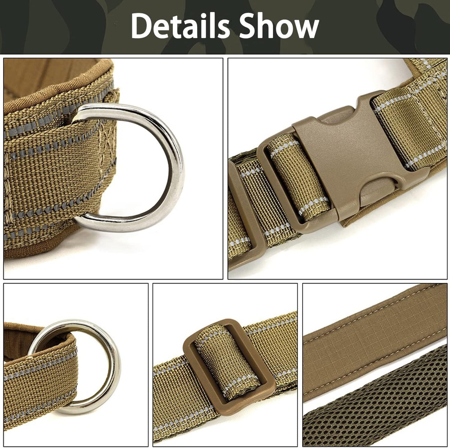 No Pull Dog Harness Brown for Small Medium Large Sized Dog, Reflective Escape Proof Adjustable Dog Harnesses with 2 Patch, M