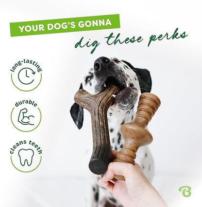 Benebone 2-Pack Maplestick/Zaggler Durable Dog Chew Toys, Real Maplewood, Real Bacon, Made in USA Medium