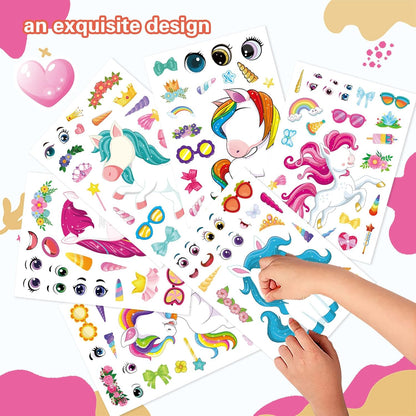 48 Sheets Make Your Own Unicorns Stickers for Kids Toddlers, Make a Fantasy Face Stickers for Girls Birthday Party Favors Activities, Valentines Day Gifts for Kids Classroom