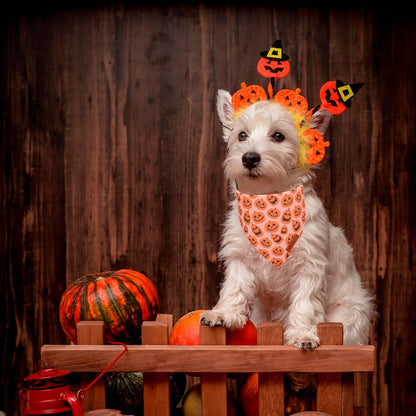 ADOGGYGO Halloween Dog Bandana, Pumpkin Ghost Pet Scarf, Premium Durable Fabric, Adjustable Fit Halloween Bandanas for Small Dogs Pets (Small)