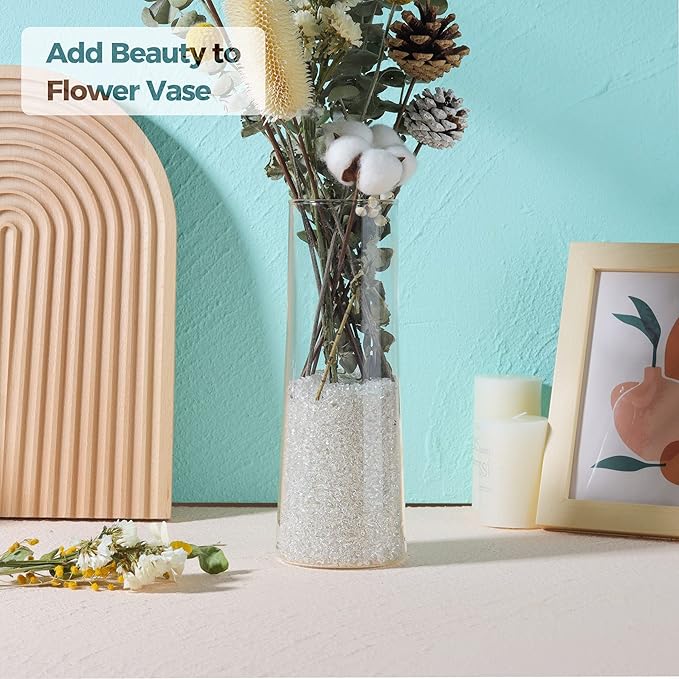 T4U Tumbled Chips Stones Crushed Crystal Quartz 1 LB, Irregular Shaped Gravels Pebbles Healing Stones, DIY Smoothed Rocks for Potted Plant,Resin Art,Vase Fillers Aquarium Gravel Rocks (Clear)