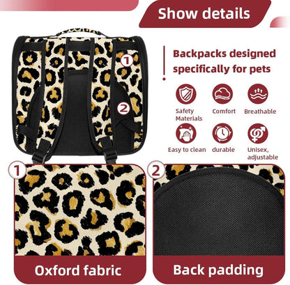 Modern Classic Leopard Print (1) Cat Backpack Carrier, Large Pet Backpack for Medium Small Dog Cat Puppy Kitty Bunny
