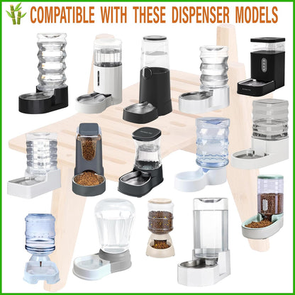 Dog Water Bowl Dispenser Stand - Use to Raise Dog Water and Food Dispensers - Adaptable Size, Fits Various Sizes and Feeder Shapes , Slanted Feet, Resist Tip-over - Bamboo