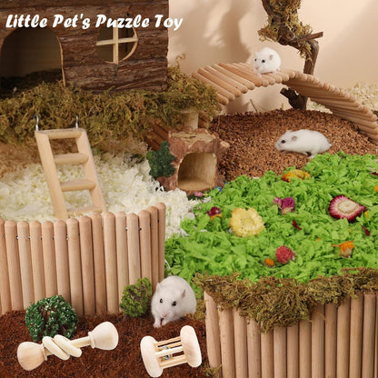 KABASI 3 PCS Wooden Bunny Toys, Safe Rabbit Guinea Pigs Bite-Resistant Natural Wooden Chew Teeth Grinding Toys for Chinchillas Hamsters Small Animals Rat Playing Indoor Outdoor