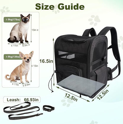Dog Carrier Backpack for Small Dogs – Breathable and Comfortable Pet Travel Bag with, Safety Buckle and Adjustable Straps, Ideal for Hiking and Outdoor Adventures, Standard Pad, Black
