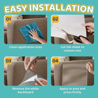 Mimi&Bubu [0.2 mm Extra-Thick BPA-Free] Anti Scratch Furniture Protector(160" x 13"), Single-Sided Sticky Couch Protector for Cats and Dogs, Couch Corner Guard from Claws, Cat Scratch Deterrent Tape