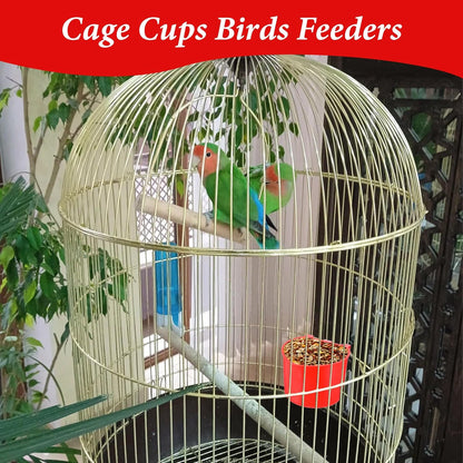 60 Pieces Cage Cups Birds Hanging Feeders Seed Bowl 8 oz Plastic Chicken Feeder Water Bowl Hanging Chicken Waterer Feeding Watering Dish Coop Cups for Gamefowl Parrot Parakeet Poultry(Red)