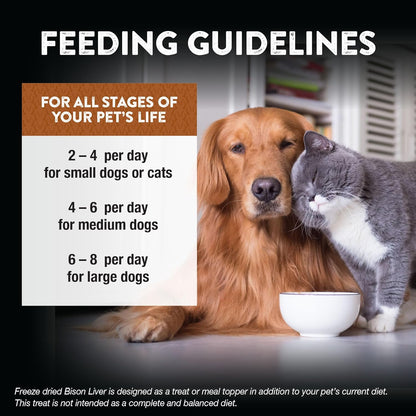 Northwest Naturals Raw Rewards Freeze-Dried Bison Liver Treats for Dogs and Cats - Bite-Sized Pieces - Healthy, 1 Ingredient, Human Grade Pet Food, All Natural, Proudly Made in USA, 3 Oz (Pack of 3)