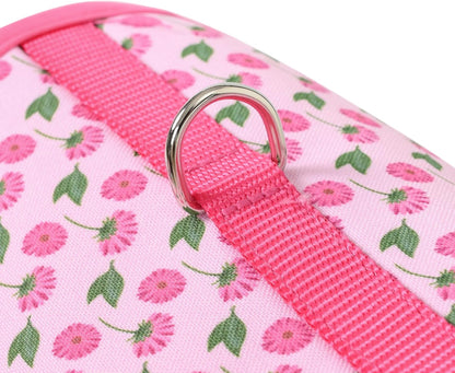 Mile High Life Dog Harness, Air Mesh Floral Vest Harness for 20 lbs Small Dogs & Cats, Easy Get on Adjustable Easy Closures Both Neck and Chest (Pink Flower, XS Chest 14"-16")
