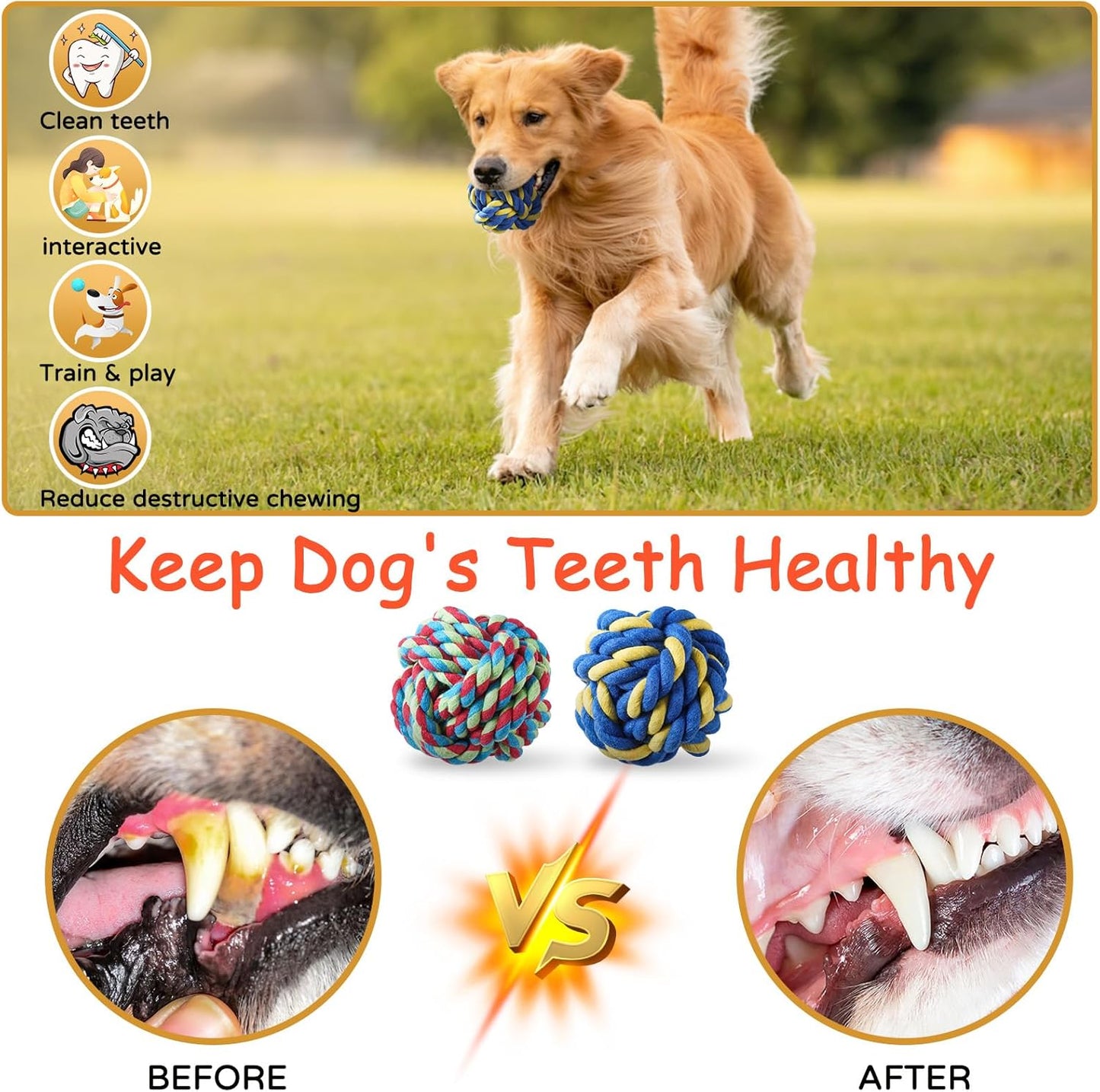 Aitmexcn Dog Rope Toys for Large and Medium Aggressive Chewers, 8 Pack Heavy Duty Dog Rope Toy for Large, Dental Cleaning Chew Toys, Tug Toy for Boredom, 100% Cotton Indestructible Pet Toy