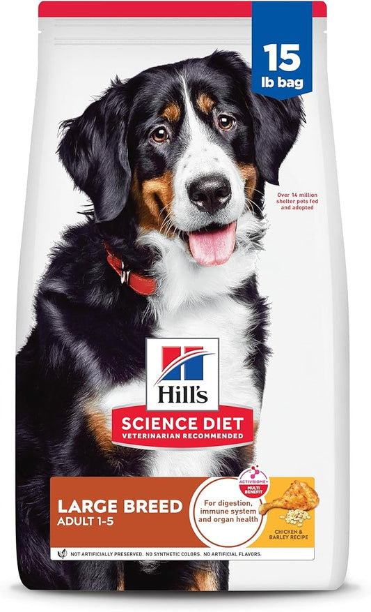 Hill's Science Diet Large Breed Adult Dry Dog Food 1-5, Quality Protein for Joint Support & Lean Muscles, Chicken & Barley, 15 lb. Bag