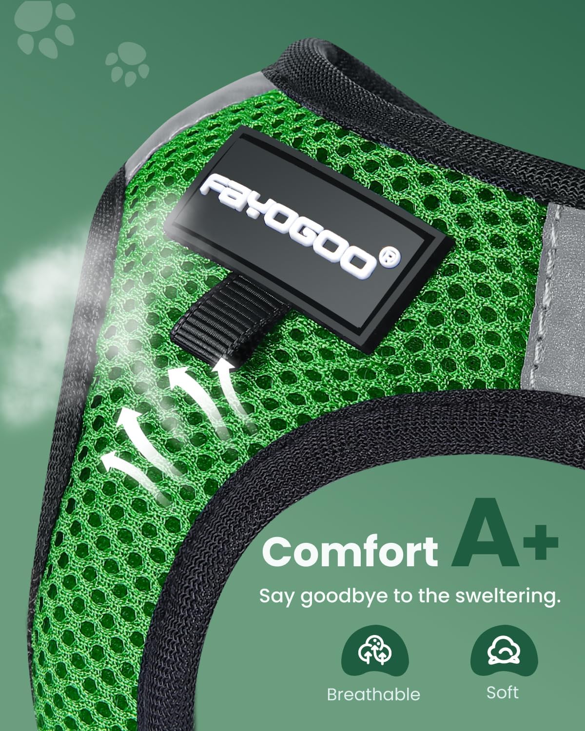 FAYOGOO Cat Harness, Cat Leash and Harness Set for Walking Escape Proof, Harness for Small Cats/Small Dogs, Large Kitten/Puppy Harness and Leash, Harness for Cats S-XXL(Neon Green, X-Large)