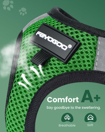 FAYOGOO Cat Harness, Cat Leash and Harness Set for Walking Escape Proof, Harness for Small Cats/Small Dogs, Large Kitten/Puppy Harness and Leash, Harness for Cats S-XXL(Neon Green, Large)