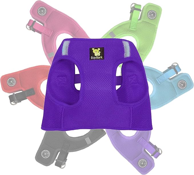 EcoBark Step in Dog Harness - Eco-Friendly Dog Harnesses for Small and Medium Dogs - Reflective and Adjustable Body Halter Vest - Soft Mesh Toy Breed Harness (Purple, Medium)