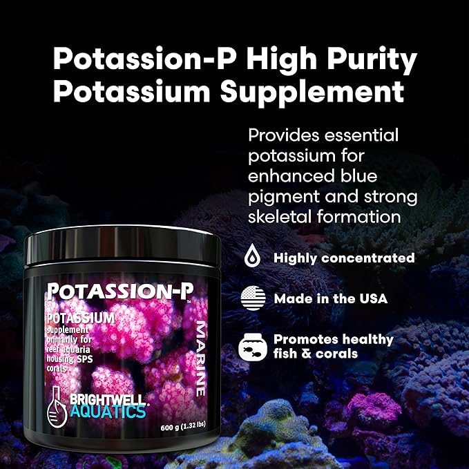Brightwell Aquatics Potassion-P High-Purity Potassium Supplement for Reef Aquariums Supports Coral Growth & Color Enhances Blue Pigmentation Restores Potassium, 4.8kg