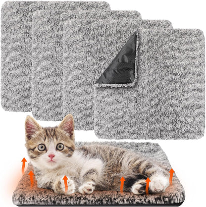 4 Pack Self Warming Cat Pads Self Heating Cat Mat Washable Homeless Dogs Thermal Pads Kennel Pad Reflects Body Heat Warm Crate Bed Mat for Indoor Outdoor Pet(Gray,12 x 12 Inch)