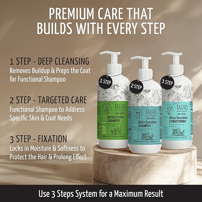 Tauro Pro Line Hypoallergenic Dog Conditioner Allergies & Itching Relief for Dry Skin, Gentle Dog Hair Conditioner Safe for Puppy & Cat (Ultra Sensitive -13.5 Fl Oz)