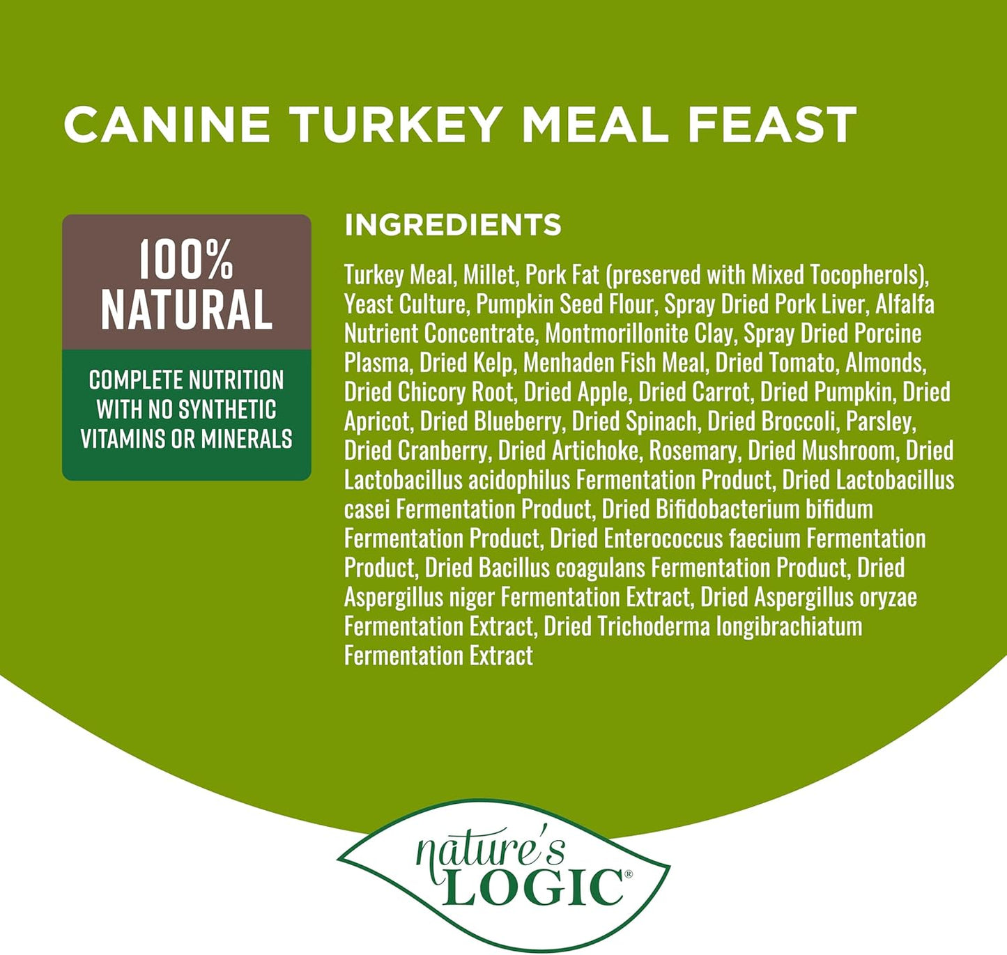 NATURE'S LOGIC Dry Dog Food - 100% Natural - No Synthetics - for All Ages, Sizes, Breeds - Free from Common Allergens, High Protein - Turkey Meal Feast, 4.4lbs