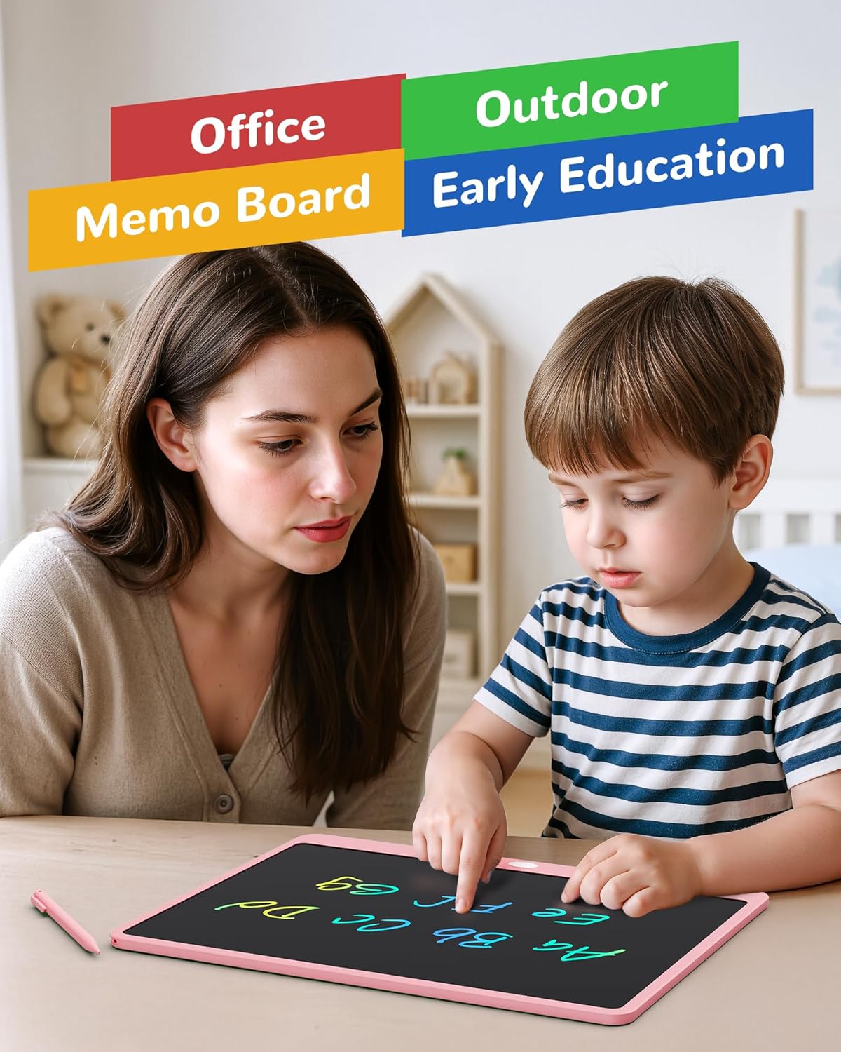 KOKODI LCD Writing Tablet, 16 Inch Colorful Toddler Doodle Board Drawing Tablet, Erasable Reusable Electronic Drawing Pads, Educational and Learning Toy for 3-6 Years Old Boy and Girls