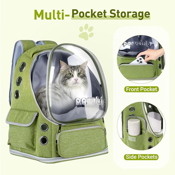 Cat Backpack Carrier with Bubble Window, Breathable & Foldable Pet Travel Carrier for Small Dogs and Cats, Airline-Approved for Hiking & Outdoor Use