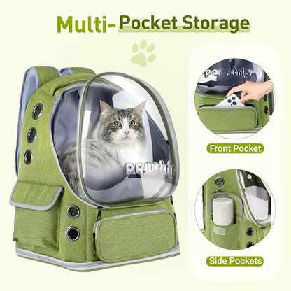 Cat Backpack Carrier with Bubble Window, Breathable & Foldable Pet Travel Carrier for Small Dogs and Cats, Airline-Approved for Hiking & Outdoor Use