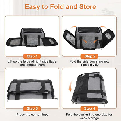 Pet Carrier, Breathable Mesh Design, Soft Cat Carrier with Shoulder Strap, Comfortable Travel Solution, Grey
