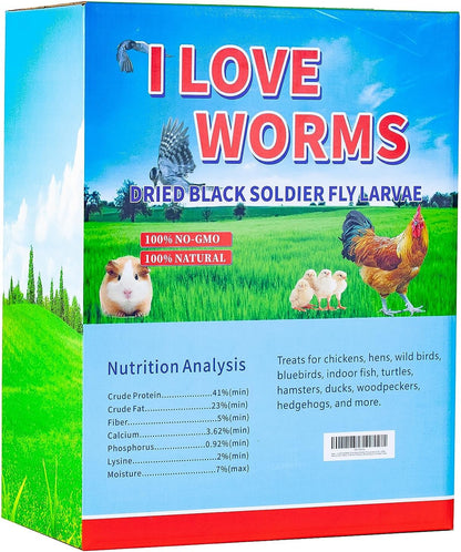 I LOVE WORMS Dried Black Soldier Fly Larvae (10lb), 100% Natural Non-GMO, Treat for Chickens, More Calcium Chicken Feed Than Mealworms