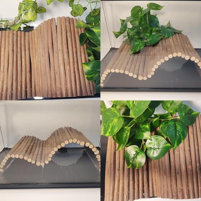 Reptile Hide Bearded Dragon Tank Accessories Large Climbing Wooden Bridge Hideout Tortoise Basking Platform Ramp Decor for Snake Lizard Ball Python Tortoise Leopard Gecko