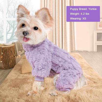 Dog Sweater for Small Dogs, XXS Dog Sweaters Turtleneck Doggie Pajamas Jumpsuits, Small Doggy Clothes Girl Boy, Cold Weather Puppy Onesie Outfits Yorkie Chihuahua Apparel, Purple,XS