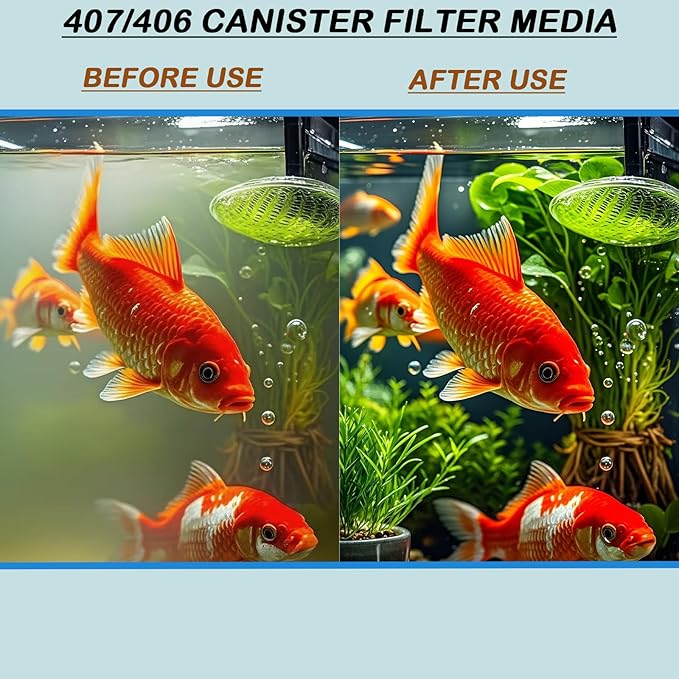 40 pcs 406/407 Media Replacement Kit Compatible with Fluval Aquarium Canister Filters - Bio Sponge, Activated Carbon, Ceramic Rings & Phosphate Remover Polishing Pad