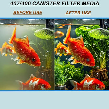 40 pcs 406/407 Media Replacement Kit Compatible with Fluval Aquarium Canister Filters - Bio Sponge, Activated Carbon, Ceramic Rings & Phosphate Remover Polishing Pad