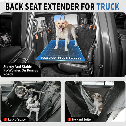 Back Seat Extender for Dogs,Dog Car Seat Cover for Back Seat,Hard Bottom Dog Bed for Car with Mesh Window,100% Waterproof and 600D Oxford Scratch-Resistant Backseat Car Seat for Cars Trucks and Suv