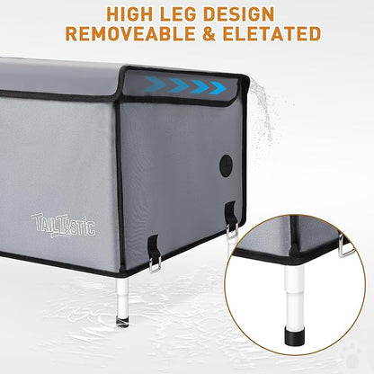 Outdoor Cat House Elevated,Insulated Feral Cat House Outdoor for Winter,Waterproof Cat Bed with Cozy Cushion(Grey, Large)