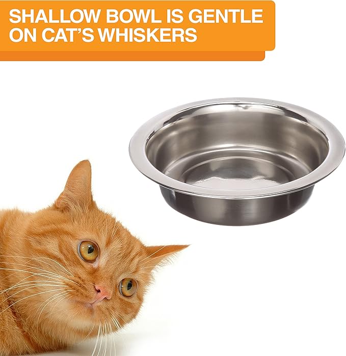 Neater Feeder Deluxe Mess Proof Cat Bowls Elevated for All Breeds – Made in USA – No Spill Raised Cat Bowls for Indoor Cats w/Leg Extensions – Stainless Steel Cat Food and Water Bowl Set - Grey