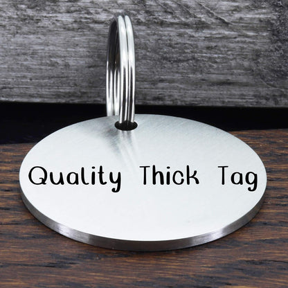 Ultra Joys Cat ID Tag Personalized Pet Tags, Durable Stainless Steel Small Pet Mini Dog Cat Tag Lightweight -Round Tag in Silver