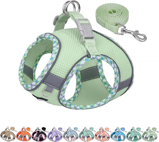 AIITLE Escape-Proof Dog Harness - Extra Soft Jacquard Fabric with Moisture-Wicking Lining, Adjustable Fit for Boston Terrier, Pekingese - Running, Playdates, Outdoor Adventures (Sage, L)