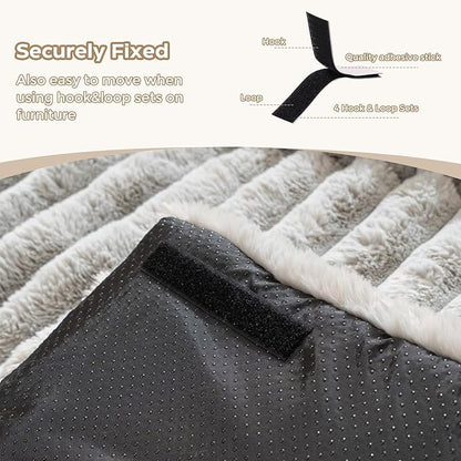 Avont Dog Bed Mat for Couch, Warm Fluffy Calming Sofa Topper Furniture Protector for Small Medium Large Dogs Cats with Removable Washable Cover -Lightgrey(M)