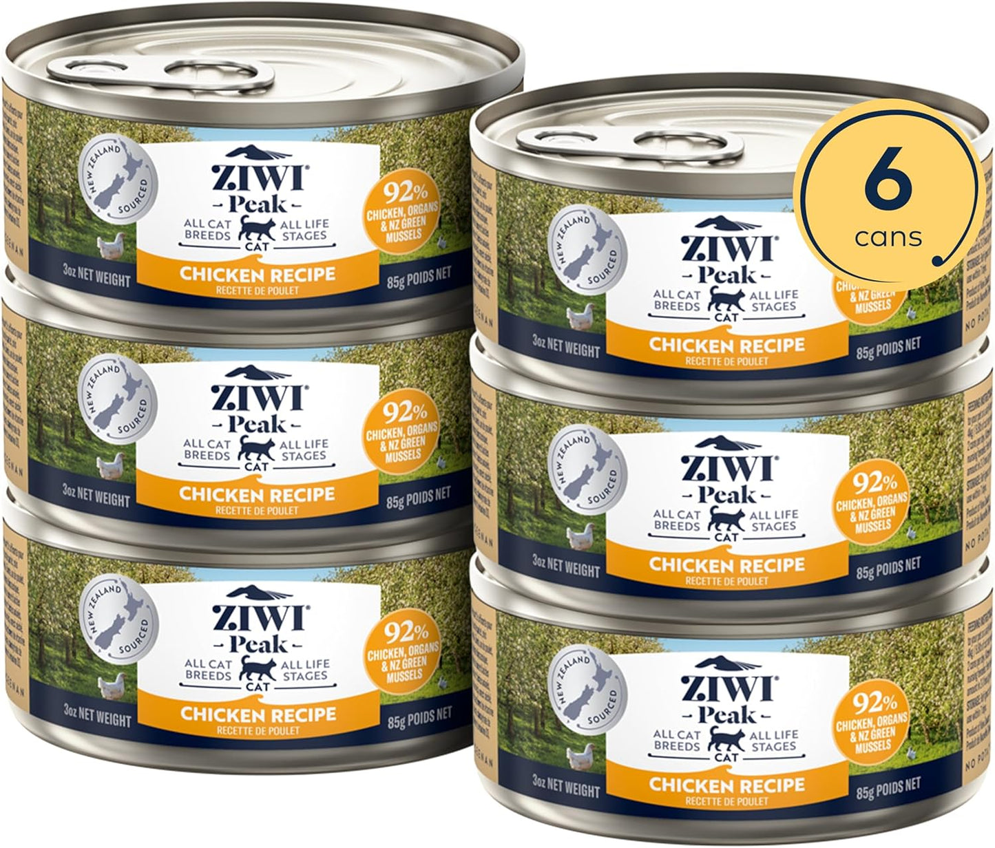ZIWI Peak Wet Cat Food – All Natural, High Protein, Grain Free, Limited Ingredient, with Superfoods (Chicken, Case of 6, 3oz Cans)