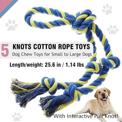 Rope Toy for Dogs，Large Dog Rope Toys for Aggressive Chewers, Heavy Duty Dog Toys for Large Medium Breed, Indestructible Tough Chew Toys Tug of War Dog Toy Cotton Rope for Teeth Cleaning