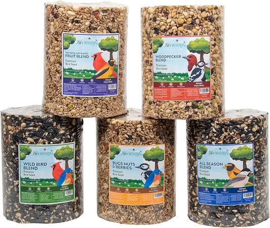 JCs Wildlife 5 Pack Premium Bird Seed Blend Large Cylinder Variety Pack