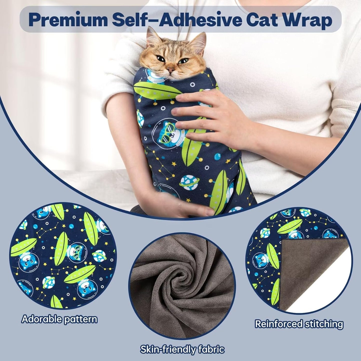 Paw Legend 35.4" Cat Wrap for Grooming Cat Wrap for Cutting Nails Cat Restraint for Nail Clipping Self Adhesive Blanket Restraint Cloth for Cats Within 22lbs