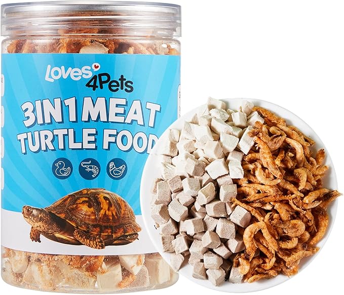 Turtle Food - Natural Freeze-Dried Chicken, Duck and Antarctic Krill – 3 in 1 Premium Treats for Reptiles, Cats & Dogs – Human-Grade Real Meat