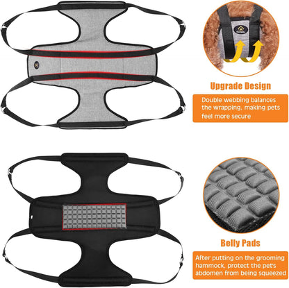Ownpets Pet Grooming Hammock, Dog Grooming Hammock with Carabiners, Breathable Pet Grooming Harness Sling for Grooming, Hair Nail Trimming Cutting & More, S