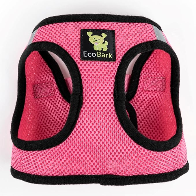 EcoBark Step in Dog Harness - Eco-Friendly Teacup Dog Harnesses for XXS, XS, and Small Dogs - Reflective and Adjustable Mini Body Halter Vest -Tiny Soft Mesh Toy Breed Harness (Bubblegum Pink, XXS)