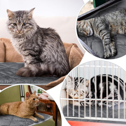 4 Pack Self Heating Cat Pad Self Warming Dog Mat Reflects Body Heat Extra Warm Thermal Pet Pad Washable Dog Cat Bed Crate Bed Mat Blanket(Gray,18 x 24 Inch)