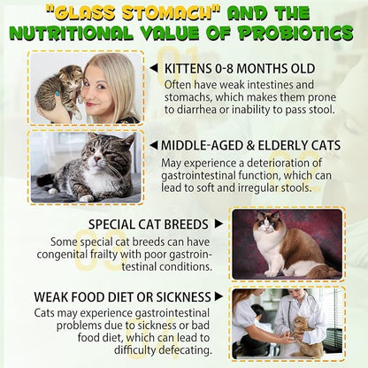Cat Constipation Treatment, Cat Probiotic Supplements, Constipation Relief for Cats, Promotes Digestive Health, Improve Immunity, Vitamins for Cats with 6 Probiotics 60ml