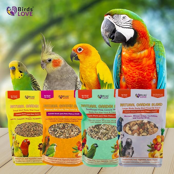 Birds LOVE All Natural Garden Blend Bird Food for Conures - Sunflower Free 2lb
