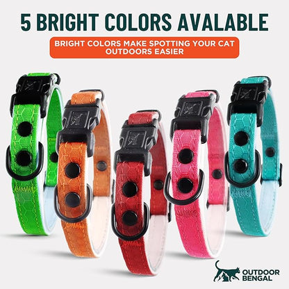 OutdoorBengal Durable Cat Collar Breakaway with Soft Padding for medium to large cats - Thin Heavy Duty Tactical Fabric, Comfortable, Quick Release Breakaway Cat Collars, No Bell Collar (Black, Adult)